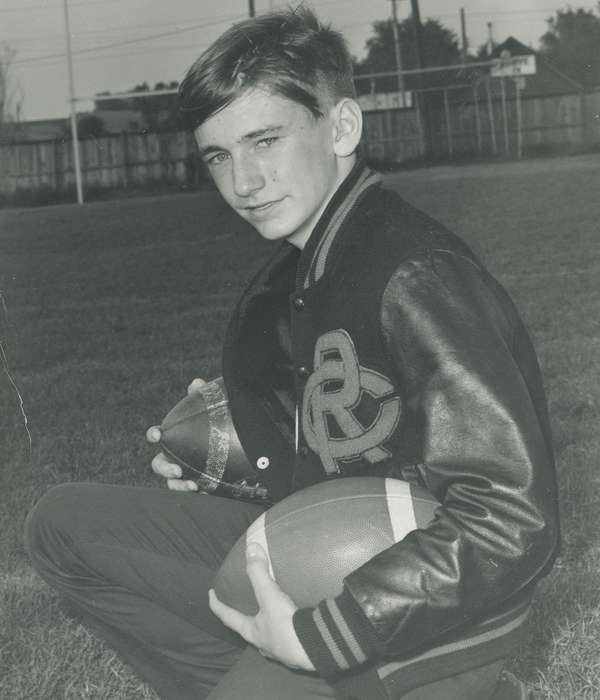 Schools and Education, Sports, letter jacket, history, historic, Portraits - Individual, Iowa, Coon Rapids Enterprise, football, Children, ia, Photos