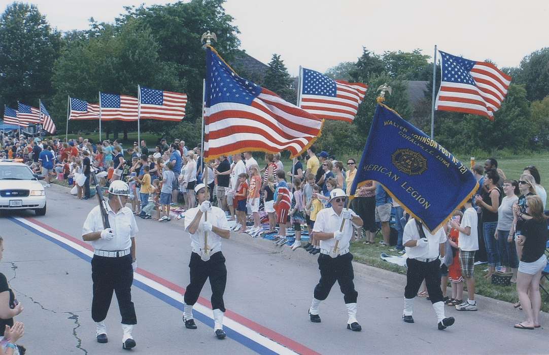 parade, american flag, Johnson, Coralville, american legion, Iowa, historic, Holidays, Photos, history, Fairs and Festivals, fourth of july, Military and Veterans, Johnson County Historical Society, color guard, rifle, United States, ia, IA