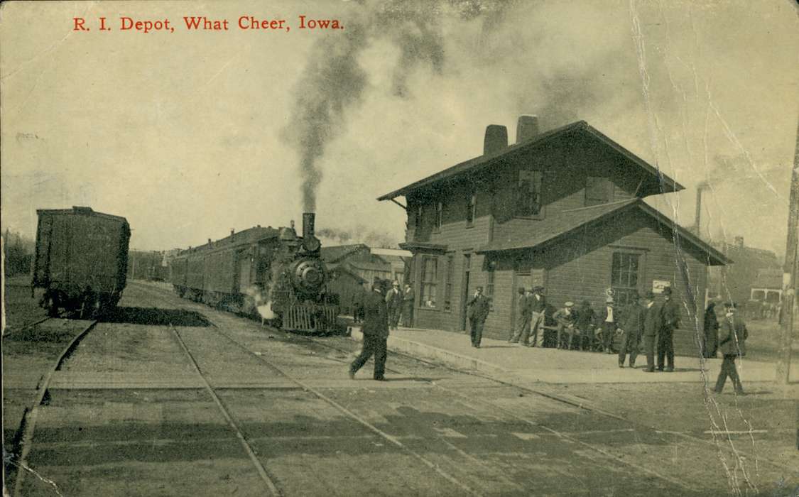 steam engine, Iowa, train, What Cheer, IA, Iowa History, history of Iowa, Train Stations, Lemberger, LeAnn, Cities and Towns
