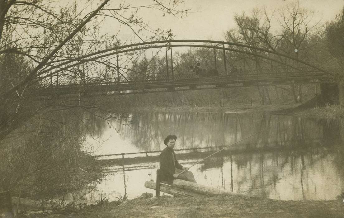 Families, horse, water, Lakes, Rivers, and Streams, Outdoor Recreation, Coon Rapids Enterprise, Portraits - Group, fishing pole, bridge, Animals, correct date needed