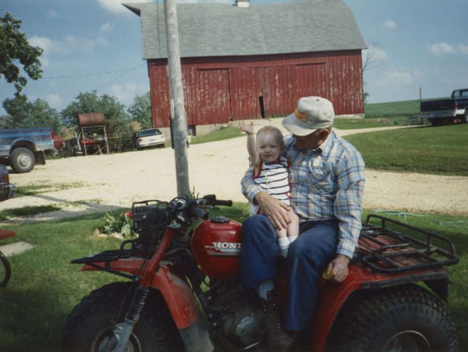 barn, Epworth, IA, truck, Farming Equipment, history of Iowa, honda, Iowa, Children, Iowa History, Families, three wheeler, Barns, Farms, McDermott, Helen