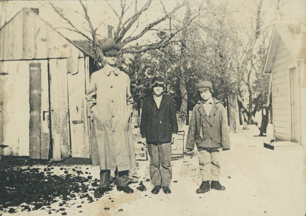 coat, shed, IA, history of Iowa, Neessen, Ben, Iowa, Children, snow, Iowa History, Portraits - Group, hat